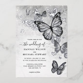 Invitation En Aluminium Élégant papillon Mariage Real Argent (Recto)