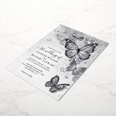 Invitation En Aluminium Élégant papillon Mariage Real Argent (Rotation)