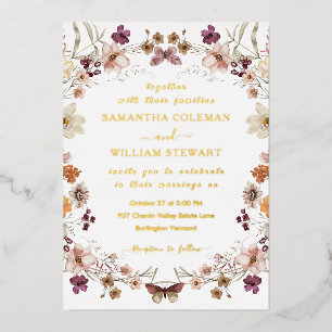 Invitation En Aluminium Elégant Pastel Chic Boho Fleur sauvage Mariage à t