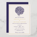 Invitation En Aluminium Élégant Peacock Vintage Midnight Blue Mariage<br><div class="desc">Elégant Vintage Peacock Midnight Blue Gold Frame Real Foil Faire-part de mariage. Toutes les couleurs peuvent être modifiées dans l'outil de conception si vous le souhaitez. Customisez ce produit avec des informations sur votre mariage et faites-le vous-même !</div>