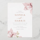 Invitation En Aluminium Élégant pétales de fleurs de Blush Mariage Rose or (Recto)