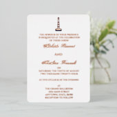 Invitation En Aluminium Elégant phare Mariage nautique - bleu marine, (Debout devant)