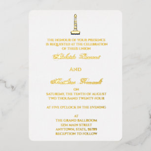 Invitation En Aluminium Elégant phare Mariage nautique - bleu marine,