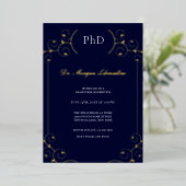 Invitation En Aluminium Élégant PhD Gold White Blue Graduation Party (Debout devant)
