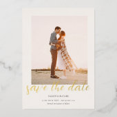 Invitation En Aluminium Elegant Photo Gold Save the Date (Recto)