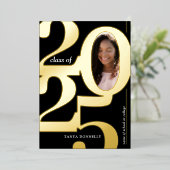 Invitation En Aluminium Elégant Photo Graduation Party Gold (Debout devant)