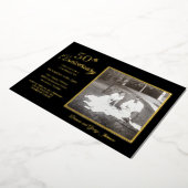 Invitation En Aluminium Élégant Photo Noir 50e Anniversaire Or (Rotation)