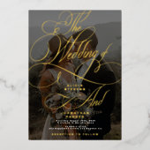 Invitation En Aluminium Élégant photo or calligraphie script mariage (Recto)