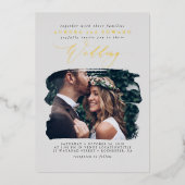 Invitation En Aluminium Élégant Photo superposition Grey Boho Mariage Real (Recto)
