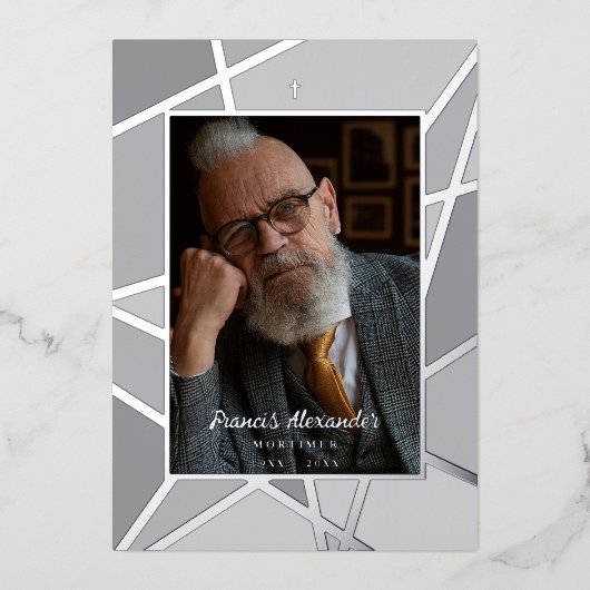 Invitation En Aluminium Elegant Pink Abstract Photo Memorial Funeral (Recto)