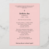 Invitation En Aluminium Elegant Pink Abstract Photo Memorial Funeral (Verso)