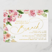 Invitation En Aluminium Elégant Pink Peonies Mère's Day Brunch (Recto)