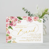 Invitation En Aluminium Elégant Pink Peonies Mère's Day Brunch (Debout devant)