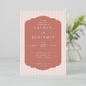 Invitation En Aluminium Elegant Pink Vintage Stripes (Debout devant)