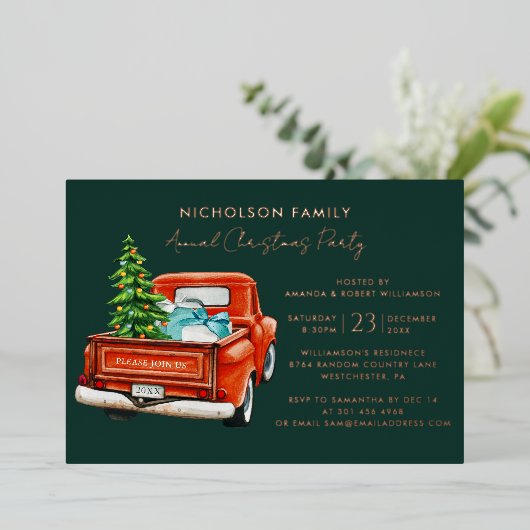 Invitation En Aluminium Elegant Plaid Script Christmas Holiday Party (Debout devant)