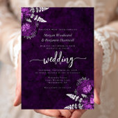 Invitation En Aluminium Elegant Plum Purple Silver Floral Wedding