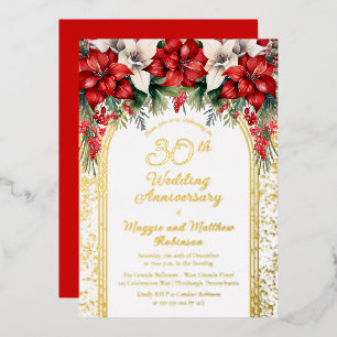 Invitation En Aluminium Elégant Poinsettias 30e anniversaire de Mariage