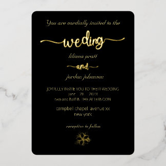Invitation En Aluminium élégant Premium Real Gold Elegant Monogramme noir