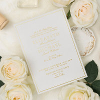 Élégant Real Gold Foil Mariage de script blanc