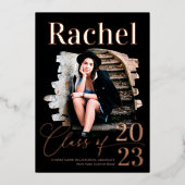 Invitation En Aluminium Élégant Real Rose Gold Classe de diplôme (Recto)