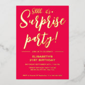 Invitation En Aluminium Elégant Red&Gold 21e anniversaire surprenant (Recto)