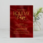 Invitation En Aluminium Elegant Red Holiday Party (Debout devant)
