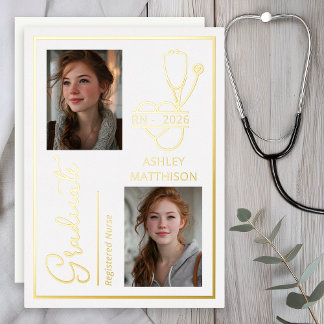 Invitation En Aluminium Elegant RN 2026 Nursing Grad Photo Announcement