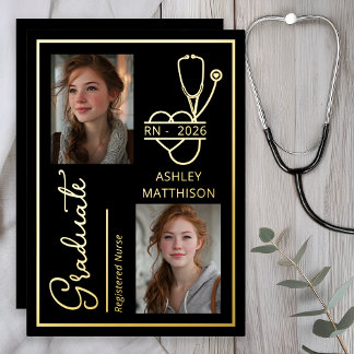 Invitation En Aluminium Elegant RN 2026 Nursing Grad Photo Announcement