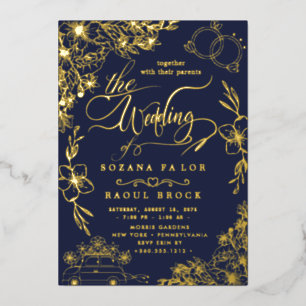 Invitation En Aluminium Élégant roman Mariage rose Gold Foil