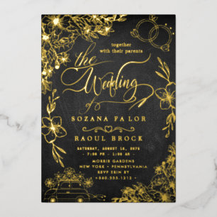 Invitation En Aluminium Élégant roman   Mariage rose Gold Foil