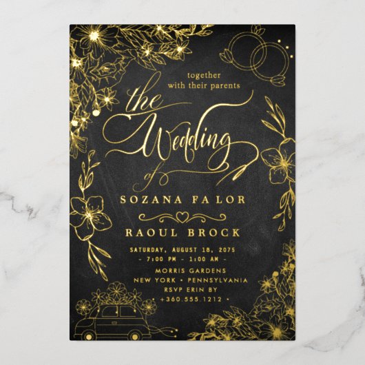Invitation En Aluminium Élégant roman | Mariage rose Gold Foil (Recto)