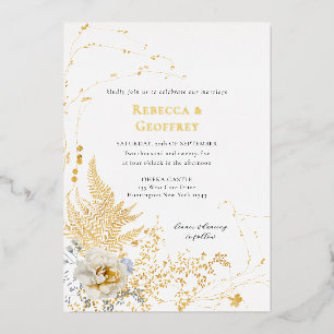 Invitation En Aluminium Élégant Romantique Floral Aquarelle Mariage Or