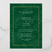 Invitation En Aluminium Élégant Romantique Floral Emerald Vert Mariage Or (Recto)