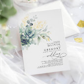 Invitation En Aluminium Elégant romantique Succulents Gold Greenery Mariag
