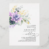 Invitation En Aluminium Elégant romantique Succulents Gold Greenery Mariag (Recto)