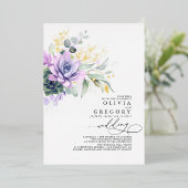 Invitation En Aluminium Elégant romantique Succulents Gold Greenery Mariag (Debout devant)