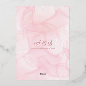 Invitation En Aluminium Élégant Rose Champagne Tour Mariage Script (Verso)