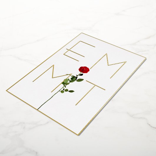 Invitation En Aluminium Élégant Rose chic Stem Monogram Mariage (Rotation)