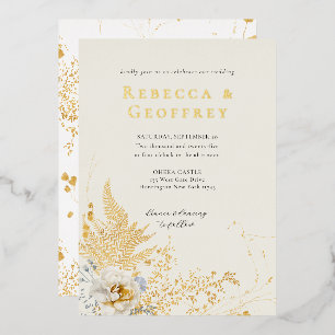Invitation En Aluminium Elégant Rose de foune romantique Floral Mariage Or