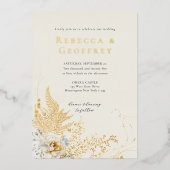 Invitation En Aluminium Elégant Rose de foune romantique Floral Mariage Or (Recto)