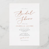 Invitation En Aluminium Élégant Rose de script or Fête des mariées d'huil (Recto)