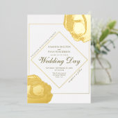 Invitation En Aluminium Élégant Rose en or pressé Mariage floral (Debout devant)