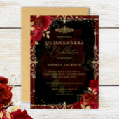 Invitation En Aluminium Élégant Rose en or rouge Quinceanera