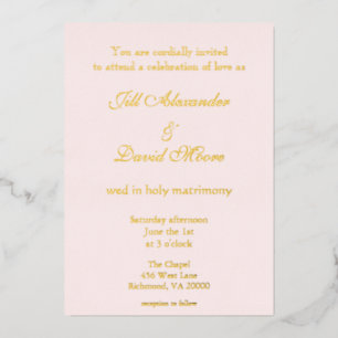 Invitation En Aluminium Élégant rose et or 