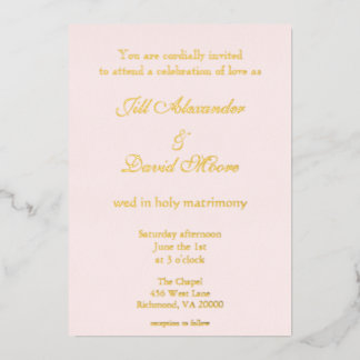Invitation En Aluminium Élégant rose et or