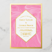 Invitation En Aluminium Élégant rose Fille Minimal Mariage Abstrait Or (Recto)