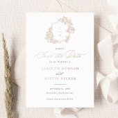 Invitation En Aluminium Élégant Rose Floral Crest Date de sauvegarde