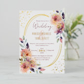 Invitation En Aluminium Elégant rose floral Mariage ovale (Debout devant)