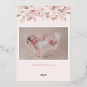 Invitation En Aluminium Élégant rose floral photo Baptême (Verso)