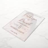 Invitation En Aluminium Elégant Rose Gold avec mariage photo (Rotation)